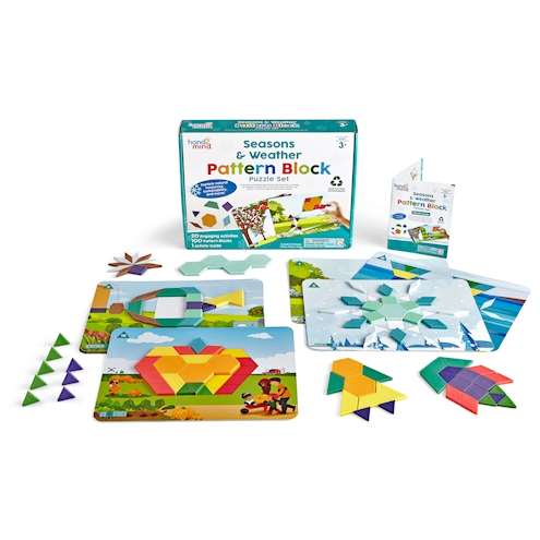 Jahreszeiten und Wetter Pattern Block Puzzle Set