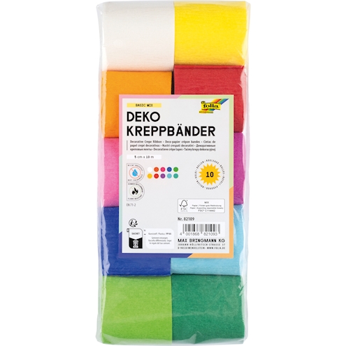 Dekokrepp 10 Rollen, 10 Farben