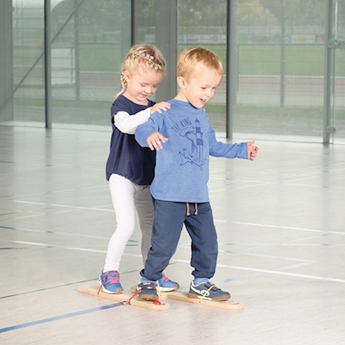 Massivholzskis für 2 Kinder, 50 cm